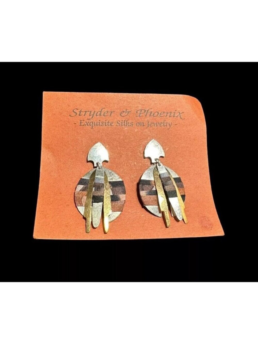 Signed Sterling Silver And Silk Earrings Southwestern Stryder & Phoenix Vintage